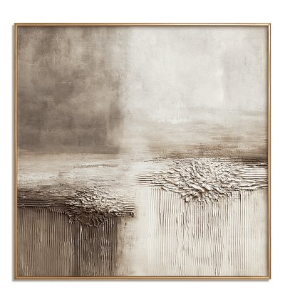 Split Ribbed Taupe & Ivory Abstract Art