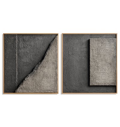 Slate & Ash Abstract Plaster Wall Art Duo