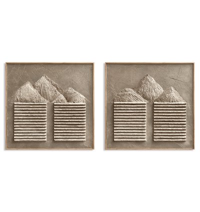 Taupe Mountain Relief Plaster Wall Art Set