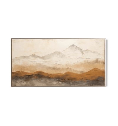 Terracotta Mountain Mist Textured Landscape Painting